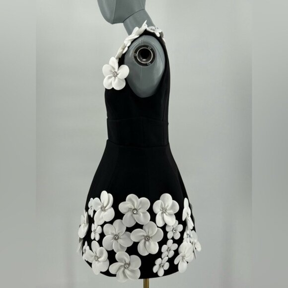 🆕 BRONX & BANCO 🧿 NWOT Estelle Floral Mini Dress, Black/White - Sz M US 6 - Picture 11 of 16